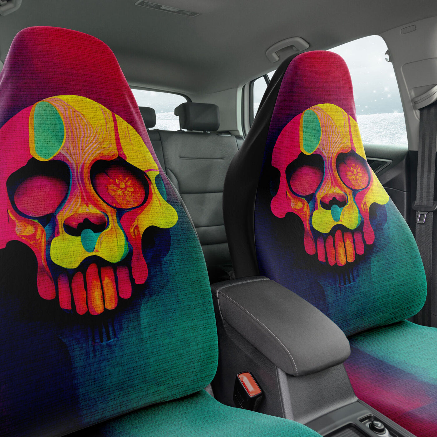 Dark Slate Gray Tie Dye Skulls 5 Skull Decor | Car Seat Covers