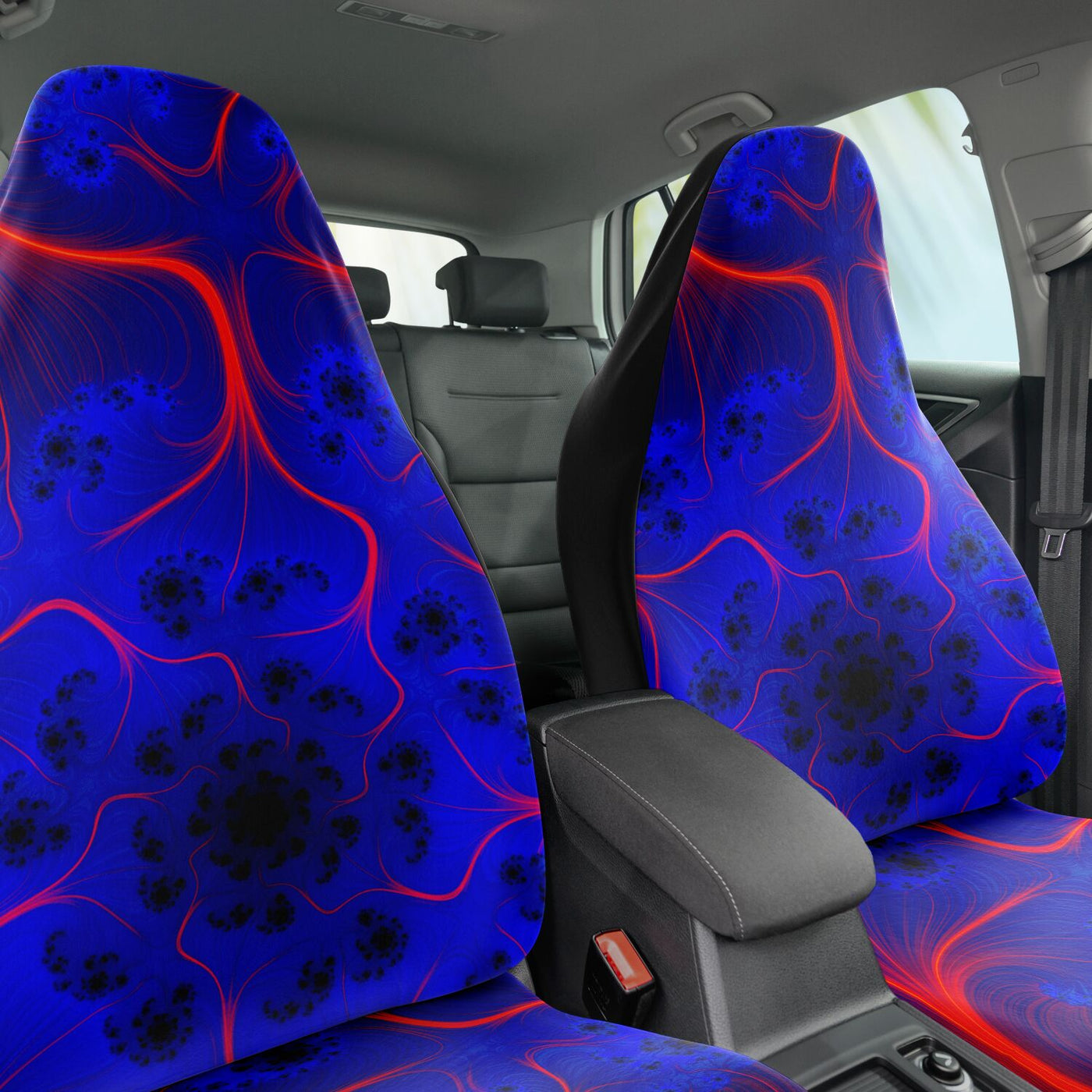 Midnight Blue Trippy Blue & Red Rave Decor | Car Seat Covers
