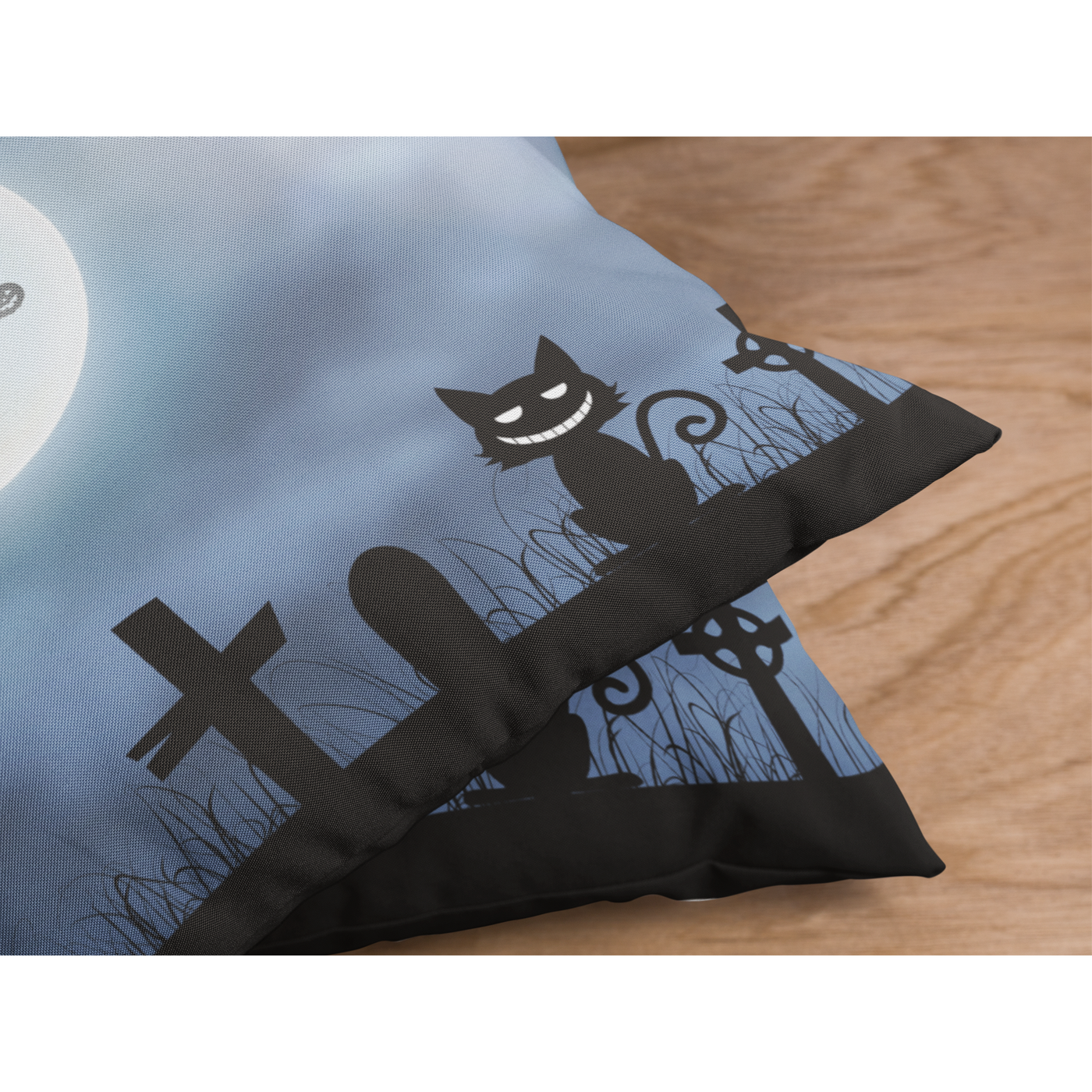 Slate Gray Witches Familiar Sitting In The Graveyard | Pillow Cover