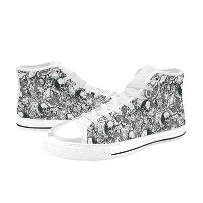 Light Gray Gray Gothic Pattern | Men’s Classic High Top Canvas Shoes