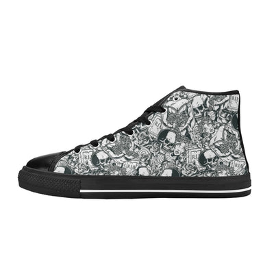 Dark Slate Gray Gray Gothic Pattern Black | Women's Classic High Top Canvas Shoes