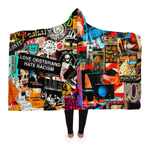 Black Vintage Wall Collage Hippie | Hooded Blanket
