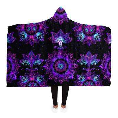 Black Beautiful Tie Dye Lotus | Hooded Blanket