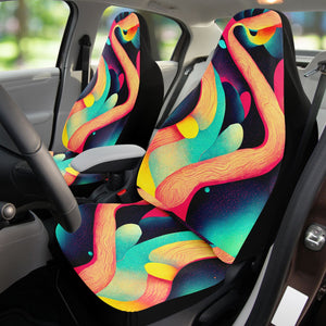 Dark Salmon Trippy Pop Art Pastel Paper Shapes | car Seat Covers