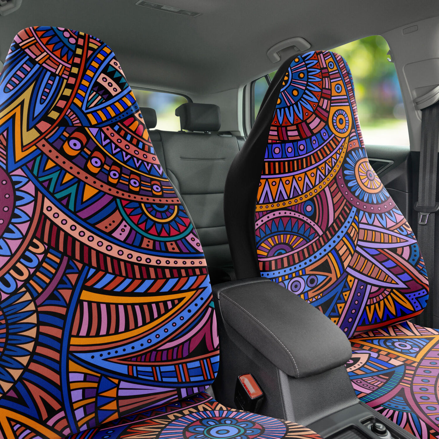 Dark Slate Gray Tribal Line Art 2 Bright | Car Seat Covers