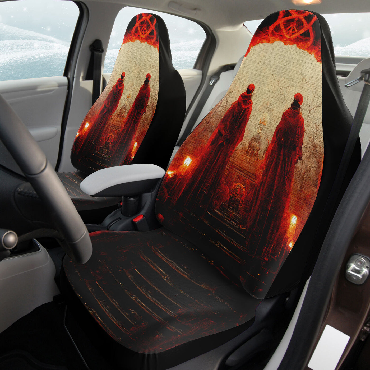 Tan Bishops Of Hell Gothic | Car Seat Covers
