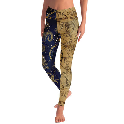 Rosy Brown Astrological Signs Two Tone | Yoga Leggings