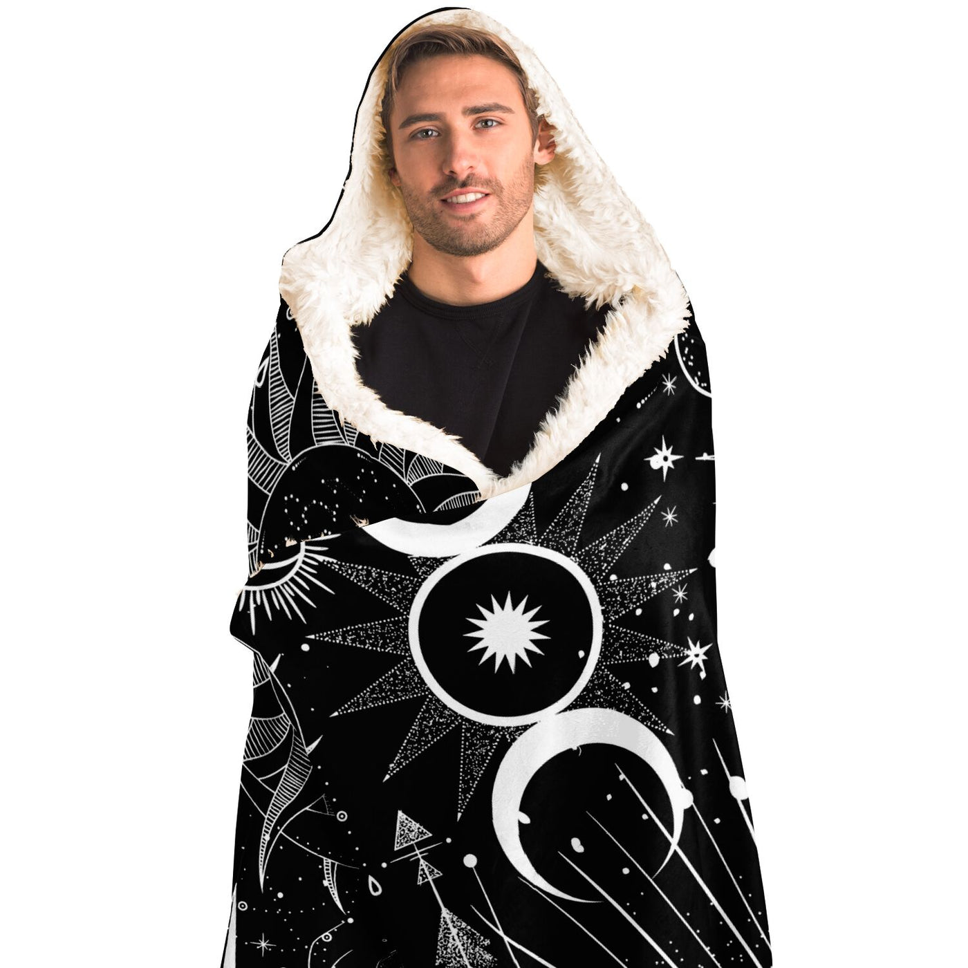 Black Celestial Symbols 8 | Hooded Blanket