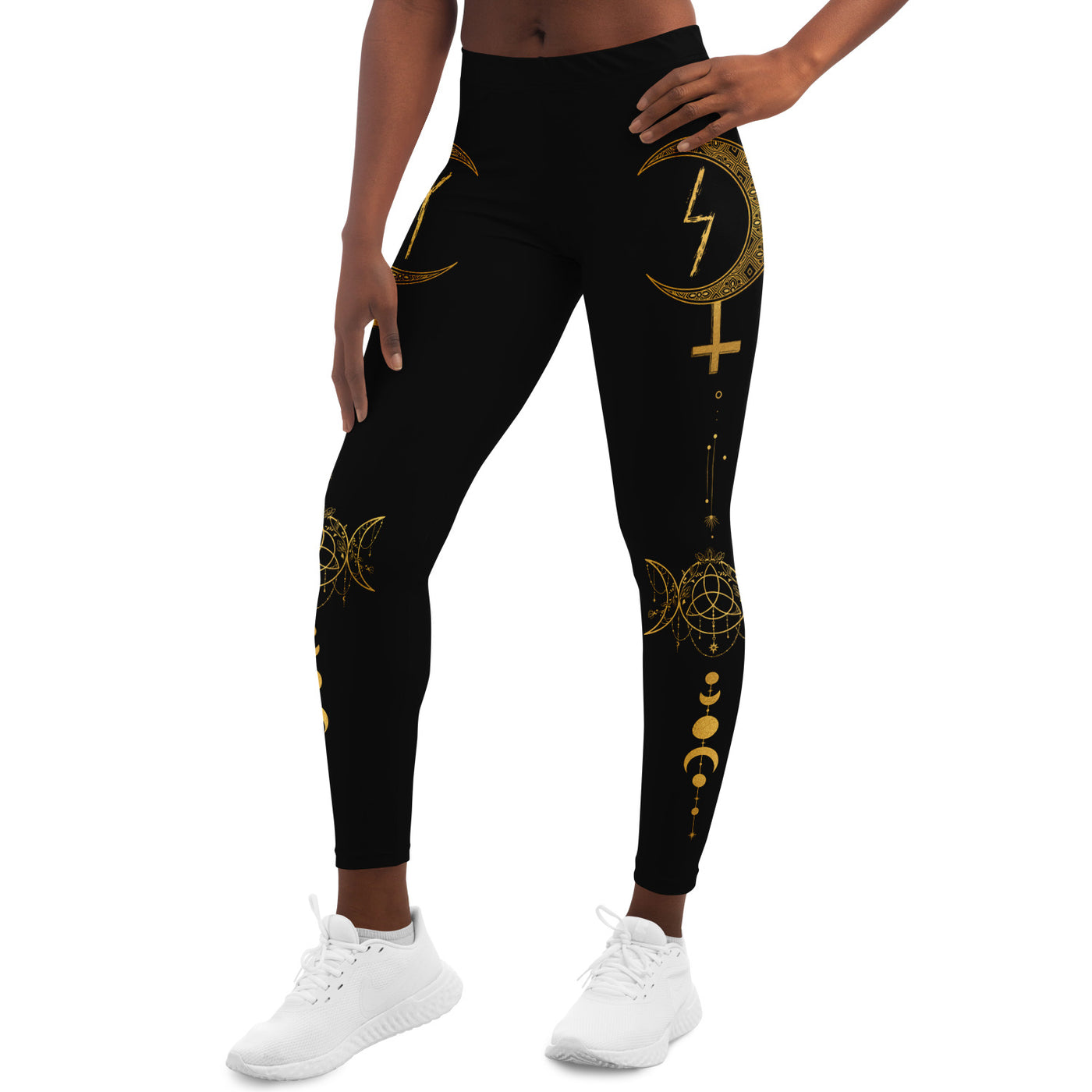Black Witchcraft Lilith Symbol With Runes | Leggings