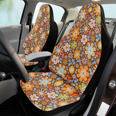 Dark Slate Gray Hippie Floral Tie Dye | Car Seat Covers