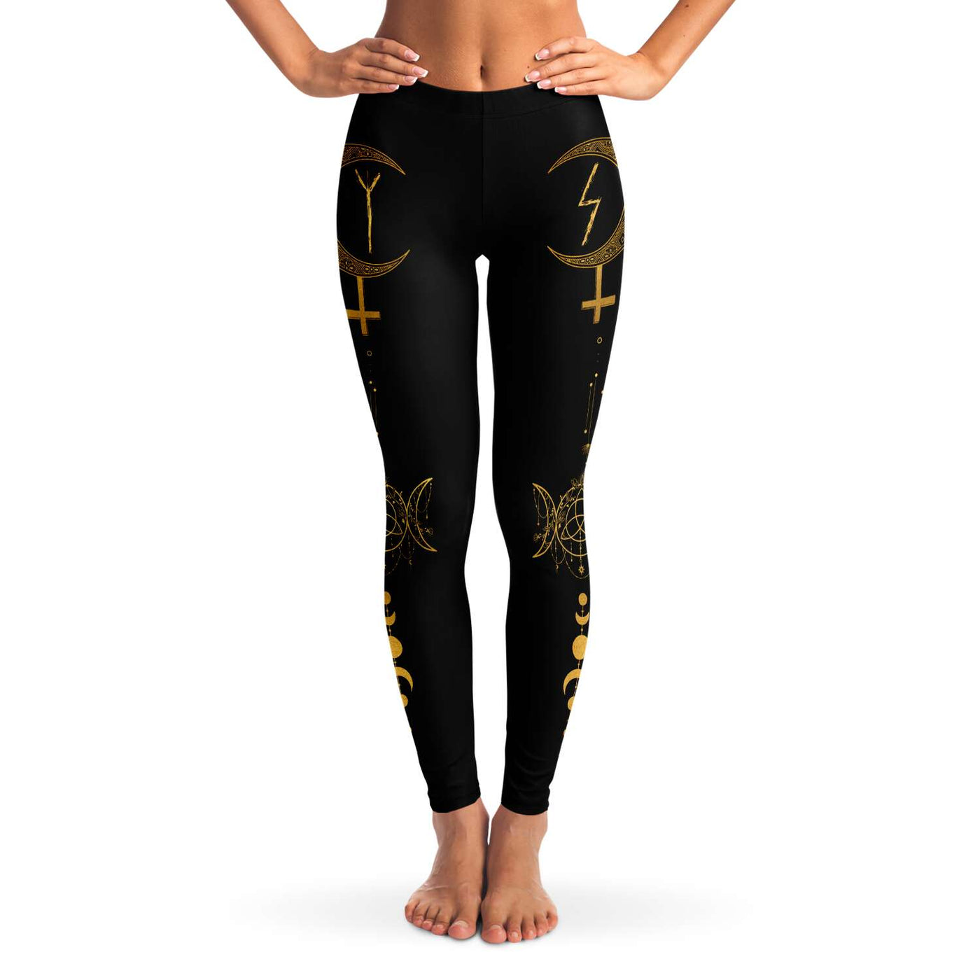Tan Witchcraft Lilith Symbol With Runes | Leggings