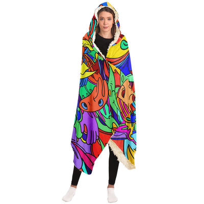 Dark Slate Gray hippie 11 Hooded Blanket-Frontside-Design_Template copy