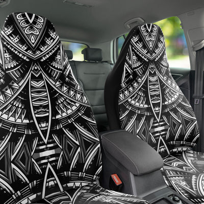 Dark Slate Gray Tribal Line Art 4 BW | Car Seat Covers