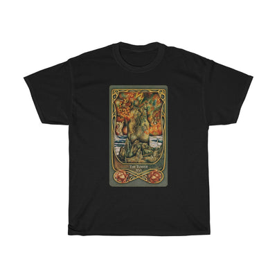 Dark Slate Gray The Tower Tarot Card | T-Shirt