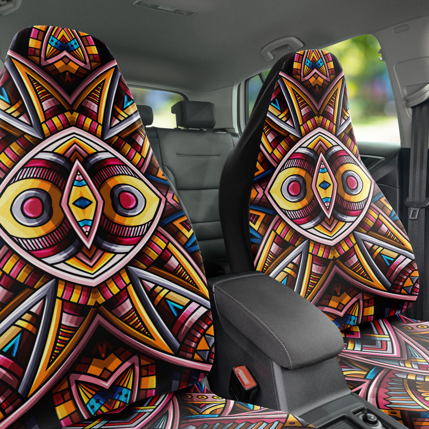 Dark Slate Gray Tribal Line Art 6 | Car Seat Covers
