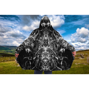 Dark Slate Gray Gothic Line Art Lion Head | Hooded Cloak