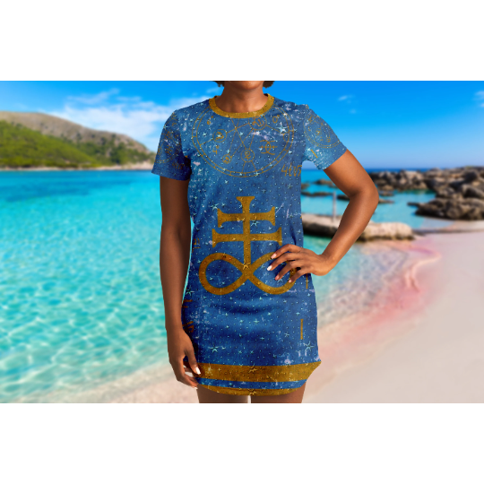Medium Turquoise The Magician Tarot Card | T-Shirt Dress