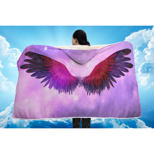 Light Steel Blue Angel Wings Rave Outfit | Hooded Blanket