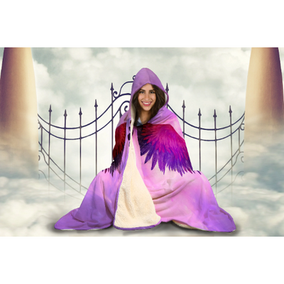 Light Gray Angel Wings Rave Outfit | Hooded Blanket