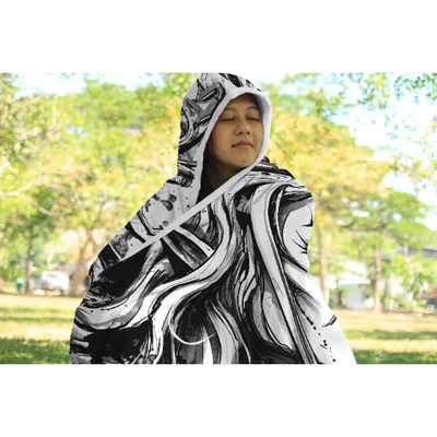 Tan Black & White Elf Rave Clothing | Hooded Blanket