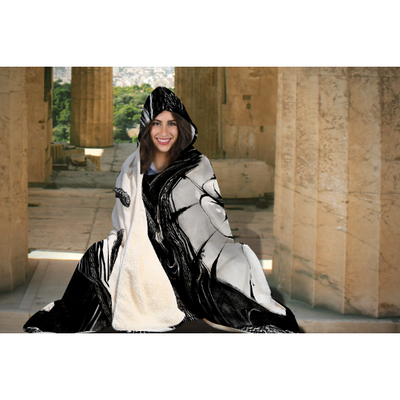Dim Gray Black & White Medusa Rave Outfit | Hooded Blanket