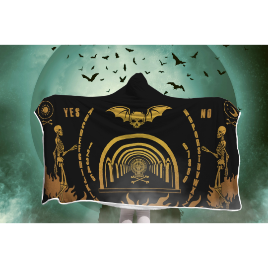 Dark Slate Gray Gold Ouija Board Halloween | Hooded Blanket