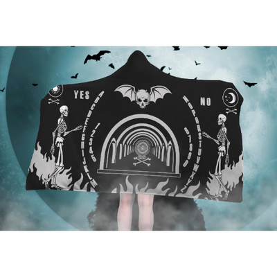 Dark Slate Gray Gray Ouija Board Halloween | Hooded Blanket