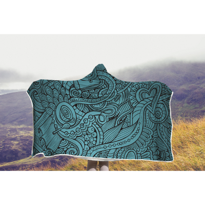 Gray Green Paisley Art 2 | Hooded Blanket