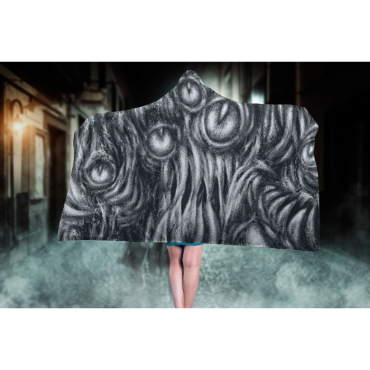 Dark Slate Gray Horrorcore Eye Monster | Hooded Blanket