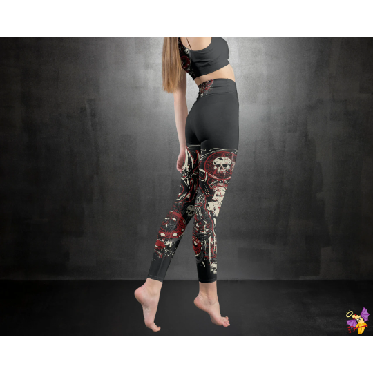 Dark Slate Gray Hell Print Sexy Thigh High Design | Yoga Leggings
