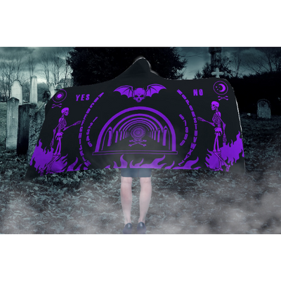 Dark Slate Gray Purple Ouija Board Halloween | Hooded Blanket