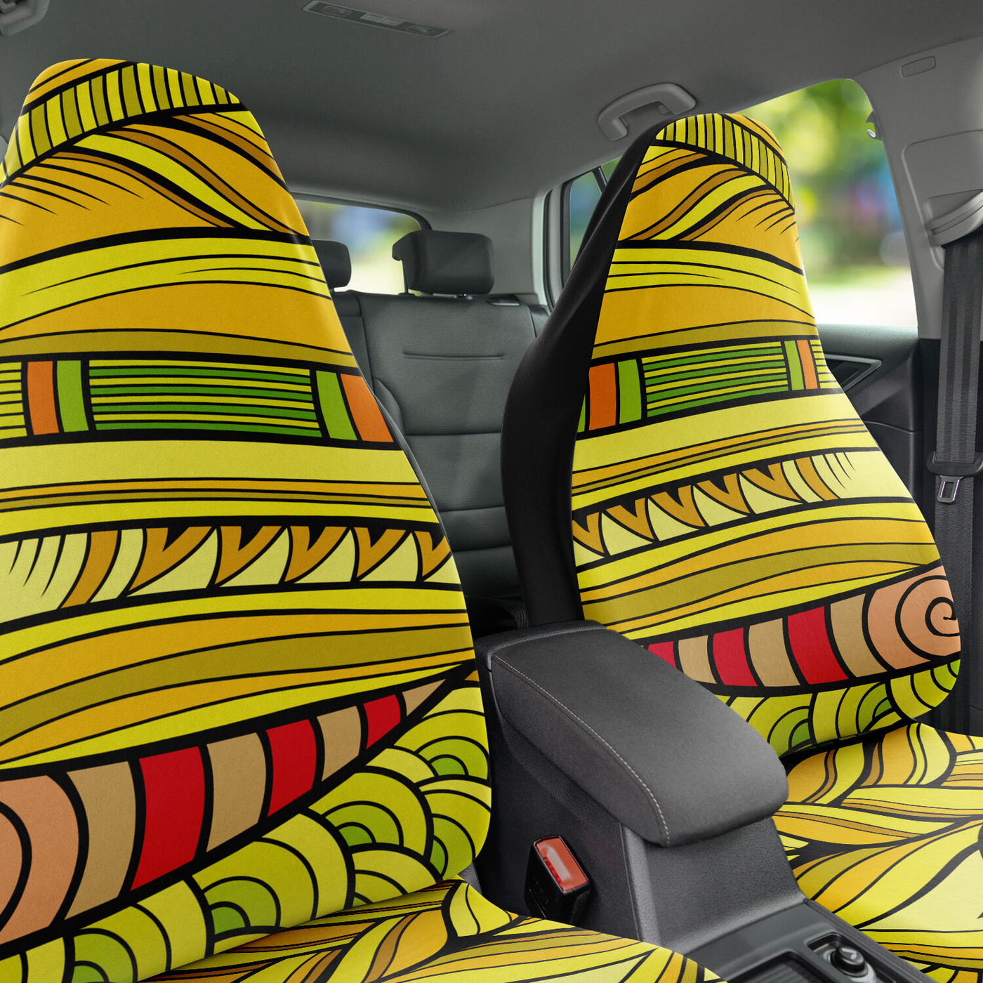 Dark Slate Gray Tribal Line Art 3 | Car Seat Covers