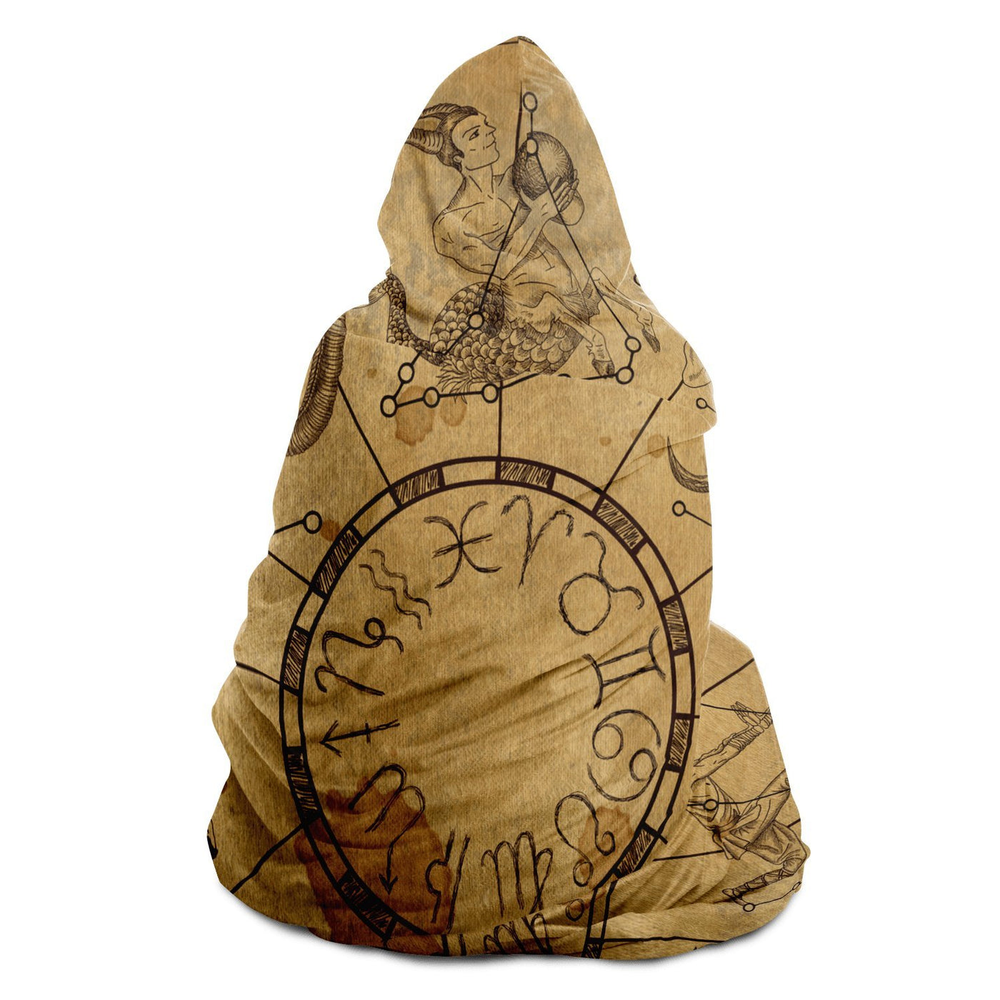Sienna Astrological Signs On Old Paper | Hooded Blanket