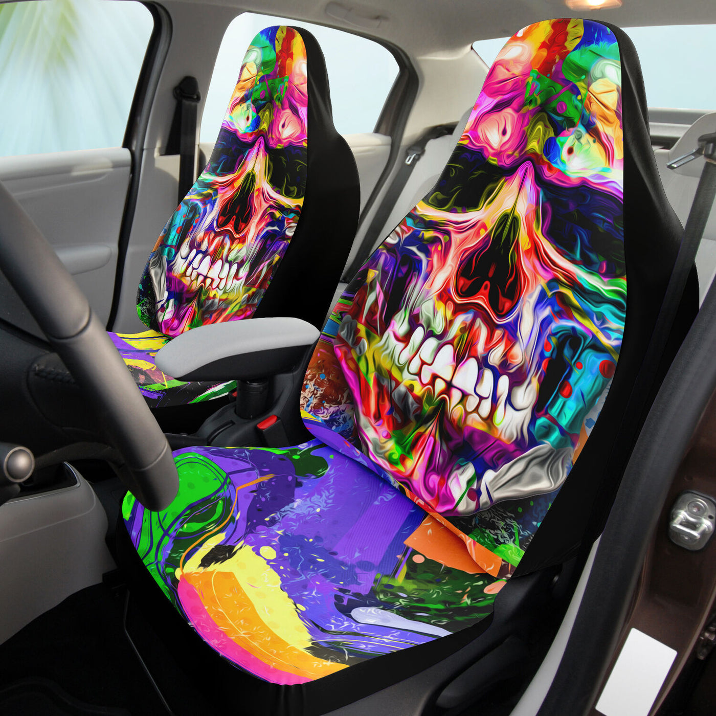 Tan Tie Dye Skulls 4 Skull Decor | Car Seat Covers