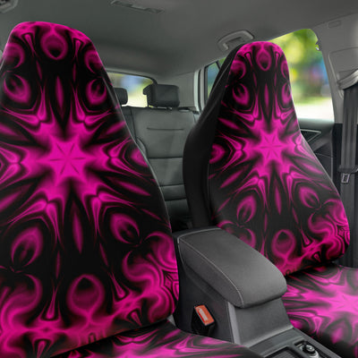 Dark Slate Gray Trippy Pink Snowflake Pattern | Car Seat Covers