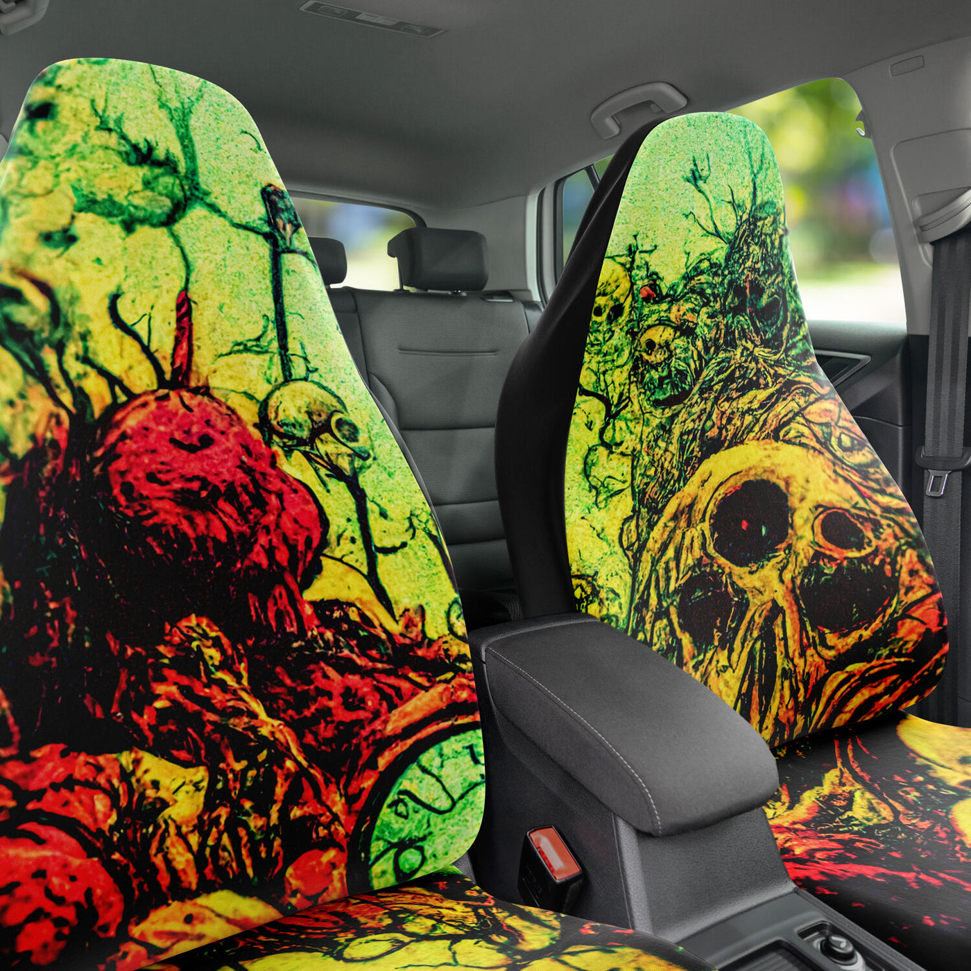 Dark Slate Gray Fantasy Grunge Skulls 1 | Car Seat Covers
