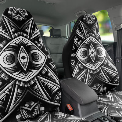 Dark Slate Gray Tribal Line Art 6 BW | Car Seat Covers