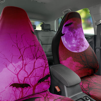 Dark Slate Gray Pink Witches Moon & Bats | Car Seat Covers