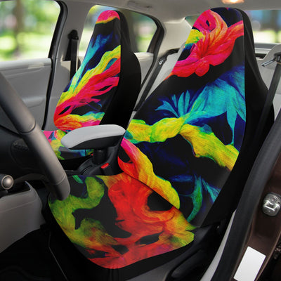 Rosy Brown Tie Dye Pink Yellow & Blue On Black | Car seat Covers