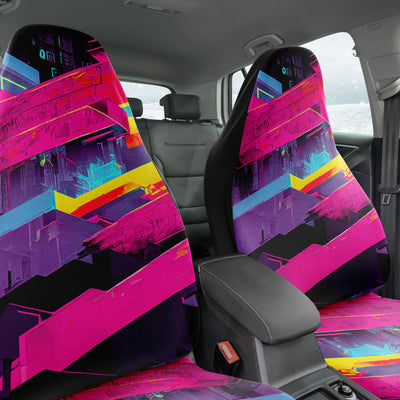 Dark Slate Gray Futuristic Neon 5 | Car Seat Covers