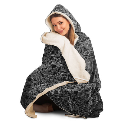 Light Gray tribal 1 Hooded Blanket-Frontside-Design_Template copy