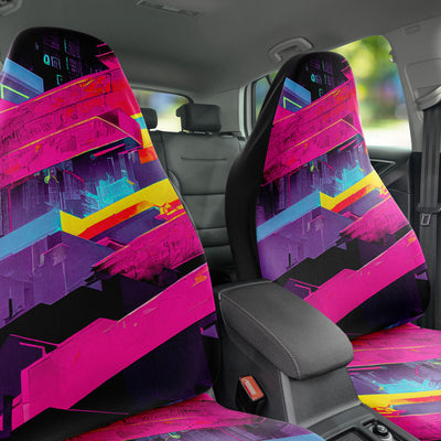 Dark Slate Gray Futuristic Neon 5 | Car Seat Covers