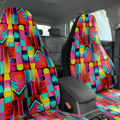 Dark Slate Gray Futuristic Pop Art 3 | Car Seat Covers
