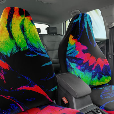 Dark Slate Gray Trippy Tie Dye Paper On Black | Car Seat Covers