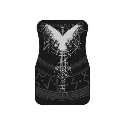 Dark Slate Gray Grunge Bird Viking Runes Design | Car Mats (Set of 4)