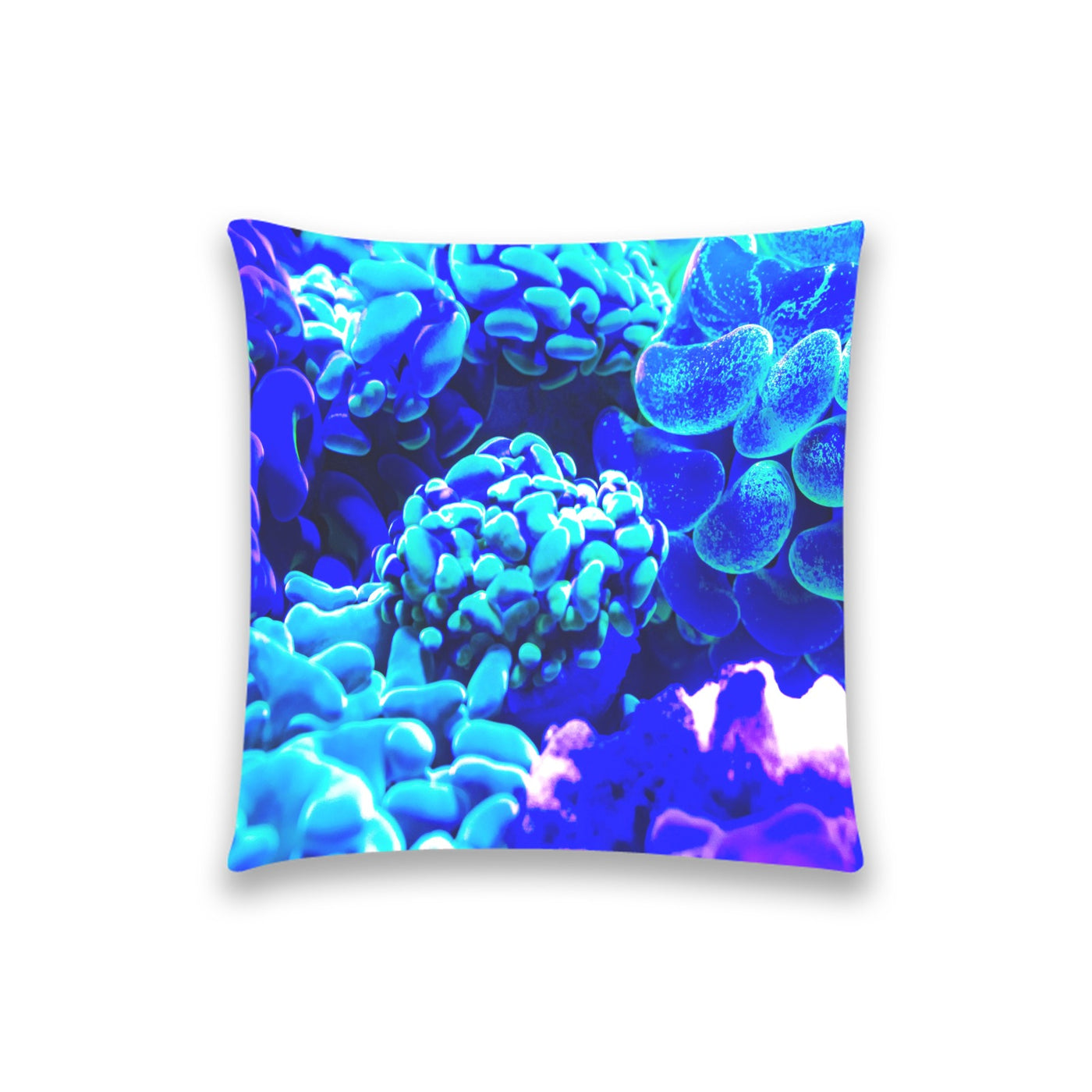 Light Gray Blue Neon Coral Reef | Pillow Cover