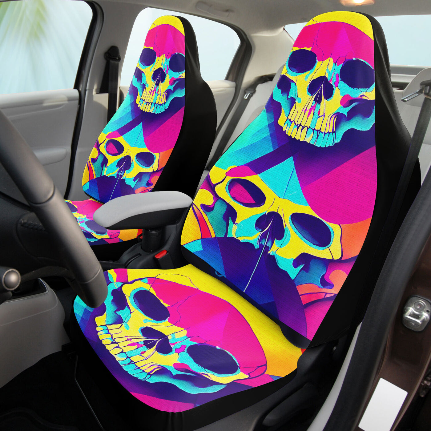 Tan Tie Dye Skulls 13 Skull Decor | Car Seat Covers