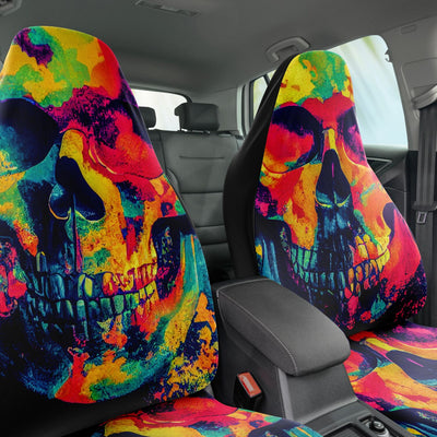 Dark Slate Gray Tie Dye Skulls 3 Skull Decor | Car Seat Covers