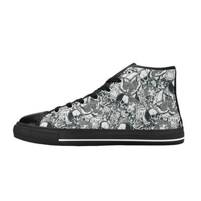 Light Gray Gray Gothic Pattern Black | Men’s Classic High Top Canvas Shoes