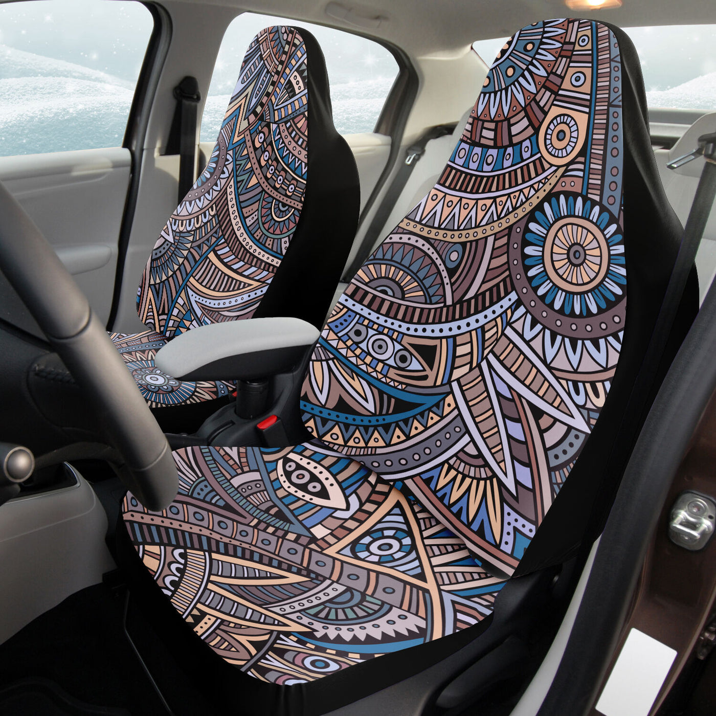 Gray Tribal Line Art 2 Pastel | Car Seat Covers